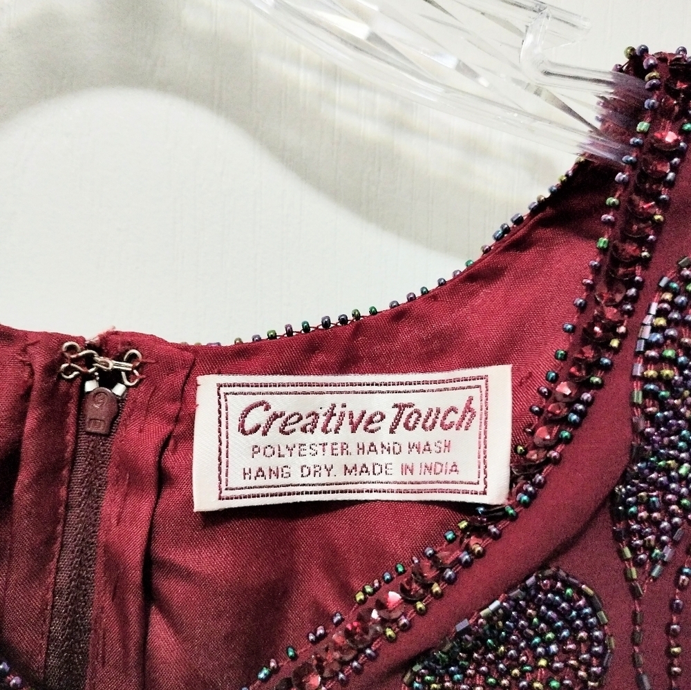 Creative Touch Elegant Sequin Women's Burgundy Blouse - Picture 6 of 8